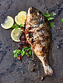 Grilled sea bream alla puttanesca
