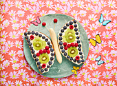 Butterfly cake with fresh fruit