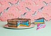Colourful zebra cheesecake