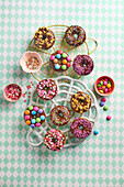 Donuts with colourful toppings