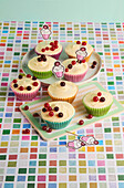 Banana and soya cupcakes with redcurrants