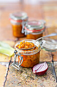 Pineapple and ginger chutney with sultanas and mustard seeds