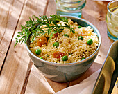 Couscous salad with peas and sultanas