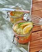 Salmon terrine with avocado and lemon