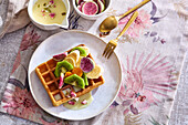Banana waffles with fresh fruit