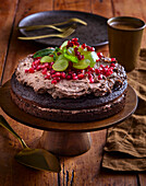 Red bean cake with pomegranate