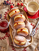 Doughnuts with red jam filling