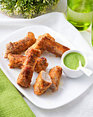 Turkey anchovy bites with pea pesto