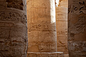 Africa, Egypt, Luxor. Close view of a column in the Valley of the Kings.