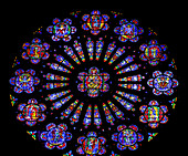 Jesus rose window stained glass, Washington National Cathedral, Washington DC.