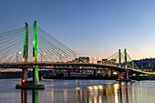 Tilikum Crossing Bridge from the eastside of the Willamette River in Portland, Oregon, USA