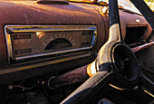 Old rusty feed truck in the Little Missouri National Grasslands, North Dakota, USA.