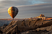 Hot air balloons flying on Goreme, Cappadocia, Turkey