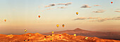 Hot air balloons flying on Goreme, Cappadocia, Turkey