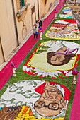 Decorations made with flowers, Noto Flower Festival, Noto, Noto Valley, Sicily, Italy