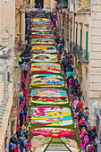 Decorations made with flowers, Noto Flower Festival, Noto, Noto Valley, Sicily, Italy