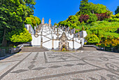 Monumental baroque stairway leading to Bom Jesus do Monte church, Braga, Minho Province, Portugal