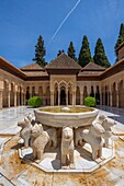 Court of the Lions, Nasrid Palaces, Islamic and Mudejar architecture, Alhambra, UNESCO, Granada, Andalusia, Spain