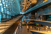 View of interior of the Harpa Concert Hall and Conference Centre, Reykjavik, Iceland