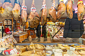 View of butcher's shop window in Courmayeur, Courmayeur, Aosta Valley, Italian Alps, Italy