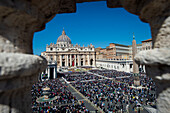 Pope Francis leads Easter Sunday Mass on April 9, 2023, Holy Week celebrations, St. Peter's Square, UNESCO, Vatican, Rome, Lazio, Italy