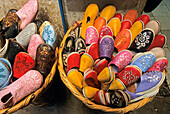 Babouches, oriental slippers, souk in the Medina of Marrakech, Morocco