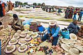 Straw hat seller at the Weekly Berber market, Khenifra province, Middle Atlas, Morocco