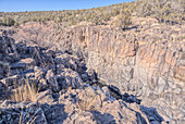 Dry waterfall cliffs, Johnson Canyon between Bainbridge Steel and Stone Dams near Ash Fork, Kaibab National Forest, Arizona, United States of America
