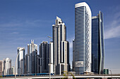 View of modern skyscrapers in Dubai, the fastest growing city in the world, Dubai, United Arab Emirates