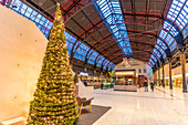 View of interior of Ostbanehallen at Christmas, Oslo, Norway, Scandinavia