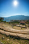 Theatre at the ancient city of Epidaurus close to the sea, UNESCO, Peloponnese, Greece