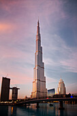 Burj Khalifa, world's tallest tower at sunset, Downtown Burj Dubai, Dubai,United Arab Emirates