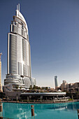 The Address Hotel in the downtown Dubai area overlooks the famous dancing fountains, Dubai, United Arab Emirates