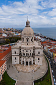 Aerial view of National Pantheon and city skyline, Lisbon, Portugal