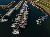Aerial view of Port and Marina of Nazare, Portugal