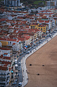 Aerial view of Nazare beach and cityscape, Portugal