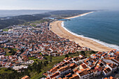 Aerial view of Nazare cityscape and beach