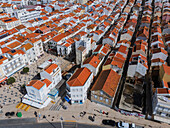 Aerial view of Nazare beach and cityscape, Portugal