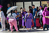 Nazarene of St. Paul. Caracas. On Holy Wednesday, hundreds of Venezuelan believers dressed in purple attend the Basilica of Santa Teresa in Caracas to venerate and pay their promises to the Nazarene of St. Paul. This Holy Week tradition dates back to the 16th century, in gratitude to San Pablo El Ermita?o for stopping the smallpox epidemic that plagued the city. Venezuela.