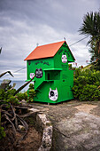 Street houses for alley cats close to the Port of Nazare, Portugal