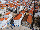 Aerial view of Nazare beach and cityscape, Portugal