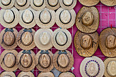 Arrangement of woven hats being sold in Nazas, Mexico