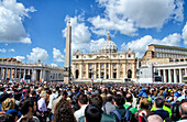 St. Peter's Square is a large plaza located directly in front of St. Peter's Basilica in the Vatican City, the papal enclave inside Rome, directly west of the neighbourhood or rione of Borgo.