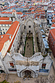 Aerial view of Carmo Archaeological Museum / The Convent of Our Lady of Mount Carmel, former Catholic convent located in the civil parish of Santa Maria Maior, municipality of Lisbon, Portugal