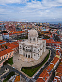Aerial view of National Pantheon and city skyline, Lisbon, Portugal