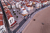 Aerial view of Nazare beach and cityscape, Portugal
