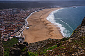 View of Nazare beach and cityscape, Portugal