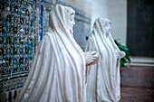Seville, Spain, Nov 5 2016, Marble statues of Juana de Zúñiga and Catalina in La Cartuja Monastery, Seville.