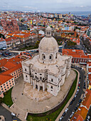 Aerial view of National Pantheon and city skyline, Lisbon, Portugal