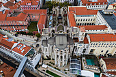 Aerial view of Carmo Archaeological Museum / The Convent of Our Lady of Mount Carmel, former Catholic convent located in the civil parish of Santa Maria Maior, municipality of Lisbon, Portugal